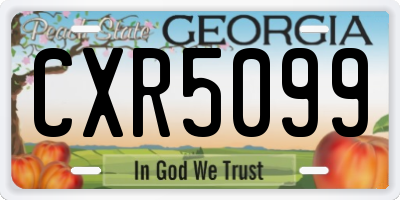GA license plate CXR5099