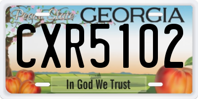 GA license plate CXR5102