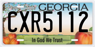 GA license plate CXR5112