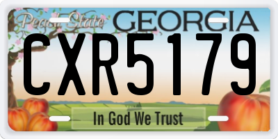 GA license plate CXR5179