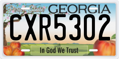 GA license plate CXR5302
