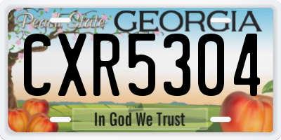 GA license plate CXR5304