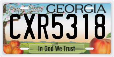 GA license plate CXR5318