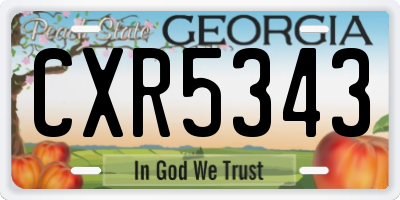 GA license plate CXR5343