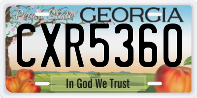 GA license plate CXR5360
