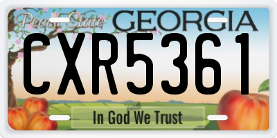 GA license plate CXR5361
