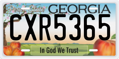 GA license plate CXR5365