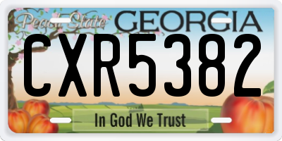 GA license plate CXR5382