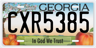 GA license plate CXR5385