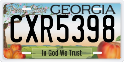 GA license plate CXR5398
