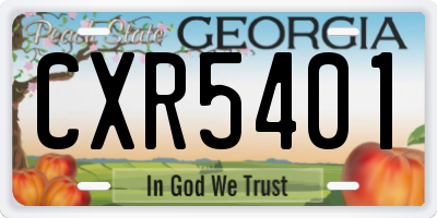 GA license plate CXR5401