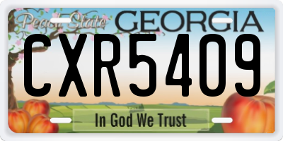GA license plate CXR5409