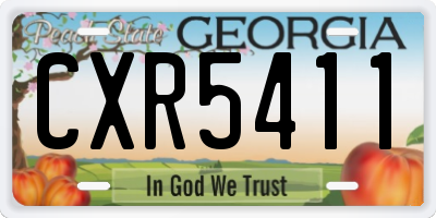 GA license plate CXR5411