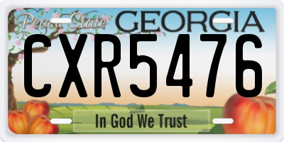 GA license plate CXR5476