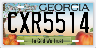 GA license plate CXR5514