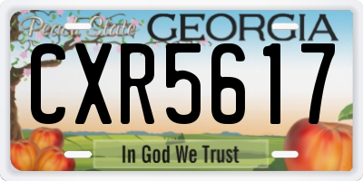 GA license plate CXR5617