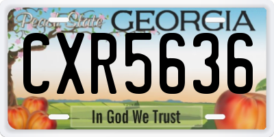 GA license plate CXR5636