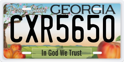 GA license plate CXR5650