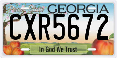 GA license plate CXR5672