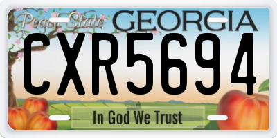 GA license plate CXR5694