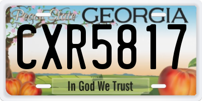 GA license plate CXR5817