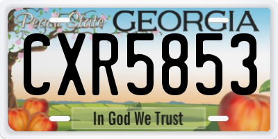 GA license plate CXR5853