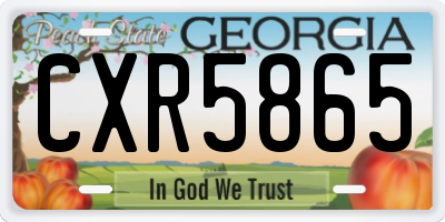 GA license plate CXR5865