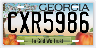 GA license plate CXR5986