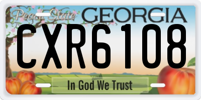 GA license plate CXR6108