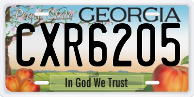 GA license plate CXR6205