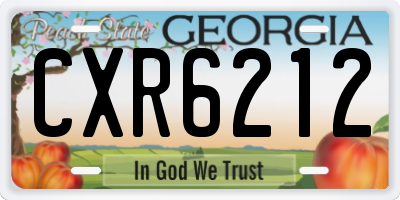 GA license plate CXR6212