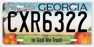 GA license plate CXR6322