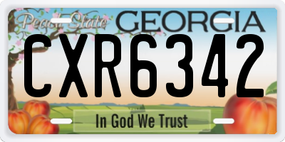 GA license plate CXR6342