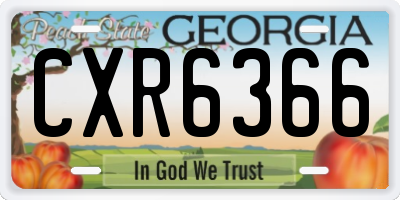 GA license plate CXR6366