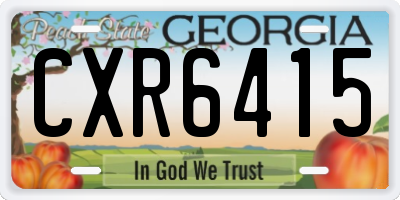 GA license plate CXR6415