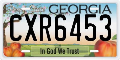 GA license plate CXR6453