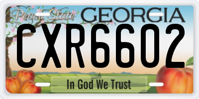 GA license plate CXR6602
