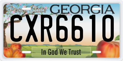 GA license plate CXR6610