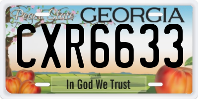 GA license plate CXR6633