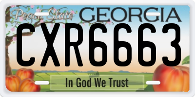 GA license plate CXR6663