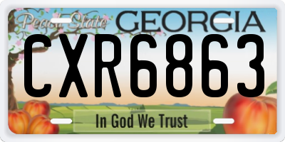 GA license plate CXR6863