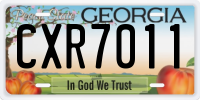 GA license plate CXR7011