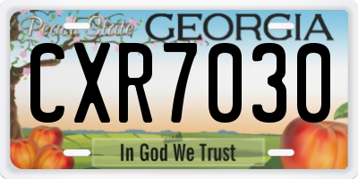 GA license plate CXR7030