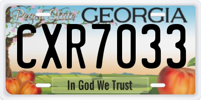 GA license plate CXR7033