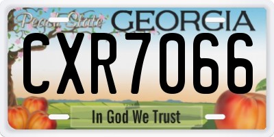 GA license plate CXR7066