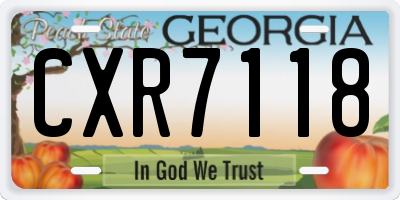 GA license plate CXR7118