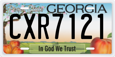 GA license plate CXR7121
