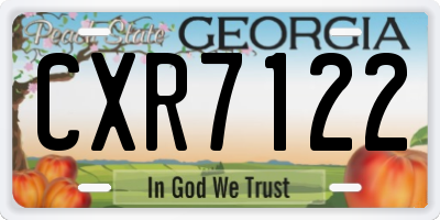 GA license plate CXR7122