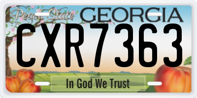GA license plate CXR7363
