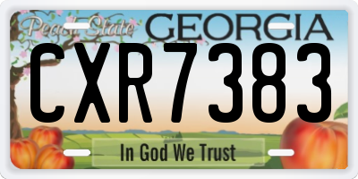 GA license plate CXR7383